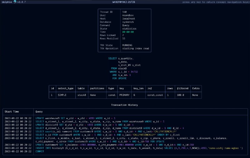 直观且功能丰富的终端工具，用于实时监控MySQL