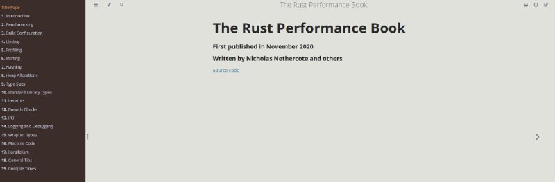 小册子《The Rust Performance Book》性能对于许多 Rust 程序来说非常重要