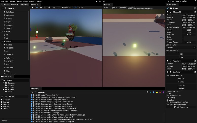 Lumos Engine：用C++编写的跨平台2D/3D游戏引擎，支持OpenGL和VulkanLumos Engine：用C++编写的跨平台2D/3D游戏引擎，支持OpenGL和Vulkan