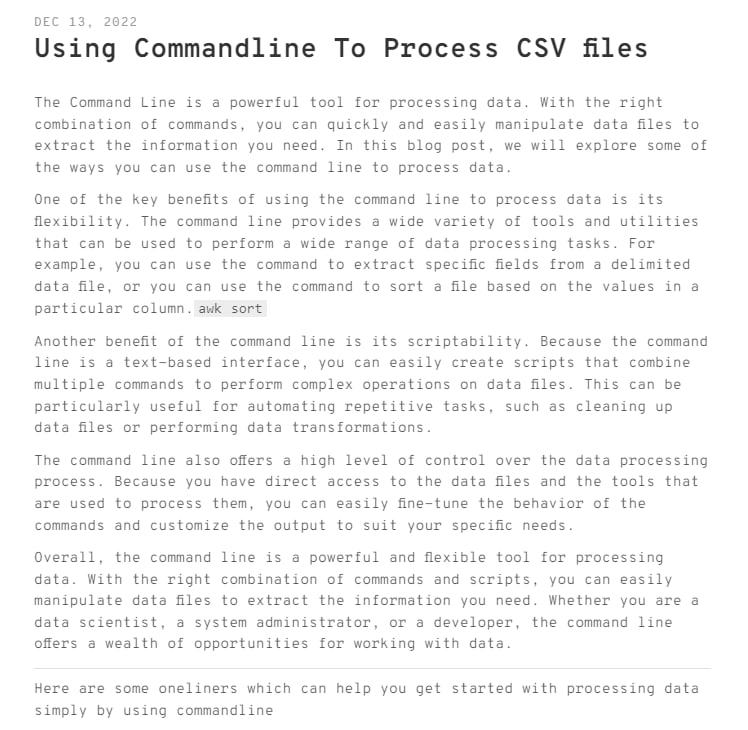 使用命令行处理 CSV 文件