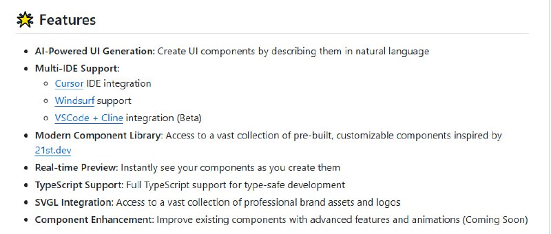 用自然语言描述生成UI组件，可通过AI快速生成高质量的UI组件，节省开发时间