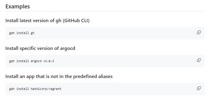 一个无需管理员权限即可安装GitHub应用的便捷工具，支持自动选择匹配当前平台的应用程序版本，适用于Linux和MacOS系统gah | #工具