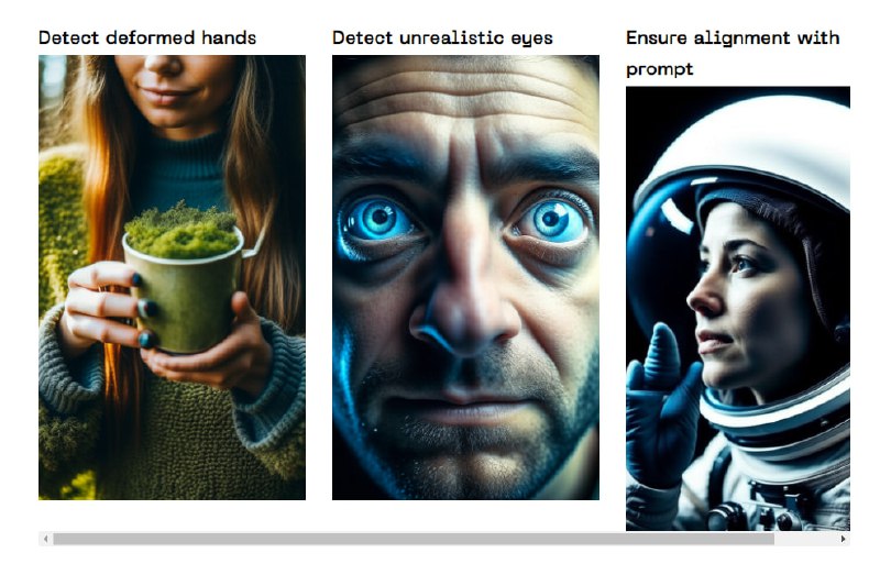 一个自动化工具，可以评估生成图像中的人物，对图像的真实性和合理性进行审查，还可以确保图像与提示相符，自动检测不适内容