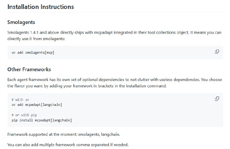 mcpadapt：解锁650+ MCP服务器工具，无缝集成到你喜爱的Agent框架中