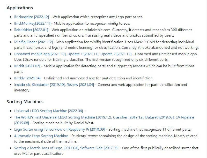 专用于乐高积木的机器学习应用程序的精选资源列表 | GitHub专用于乐高积木的机器学习应用程序的精选资源列表 | GitHub