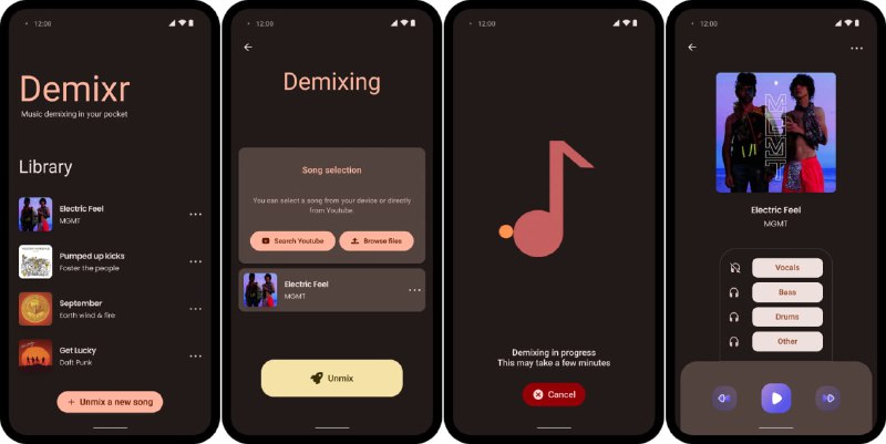 Demixr mobile application：手机端音源分离App