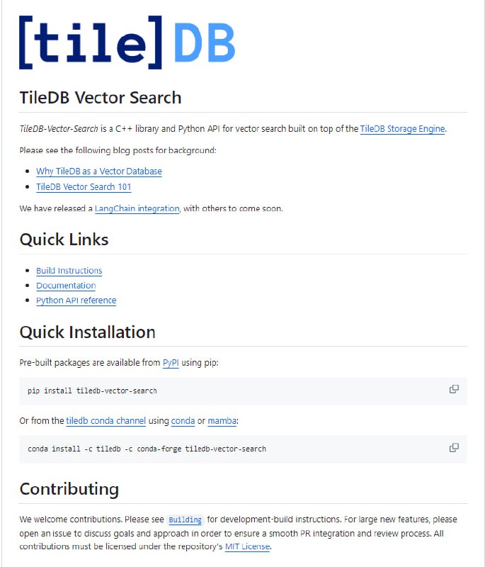 TileDB Vector Search：基于TileDB存储引擎开发的用于向量搜索的C++库和Python API