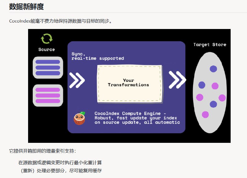 数据转化与AI的完美结合，CocoIndex为你打造极致高效的数据处理框架