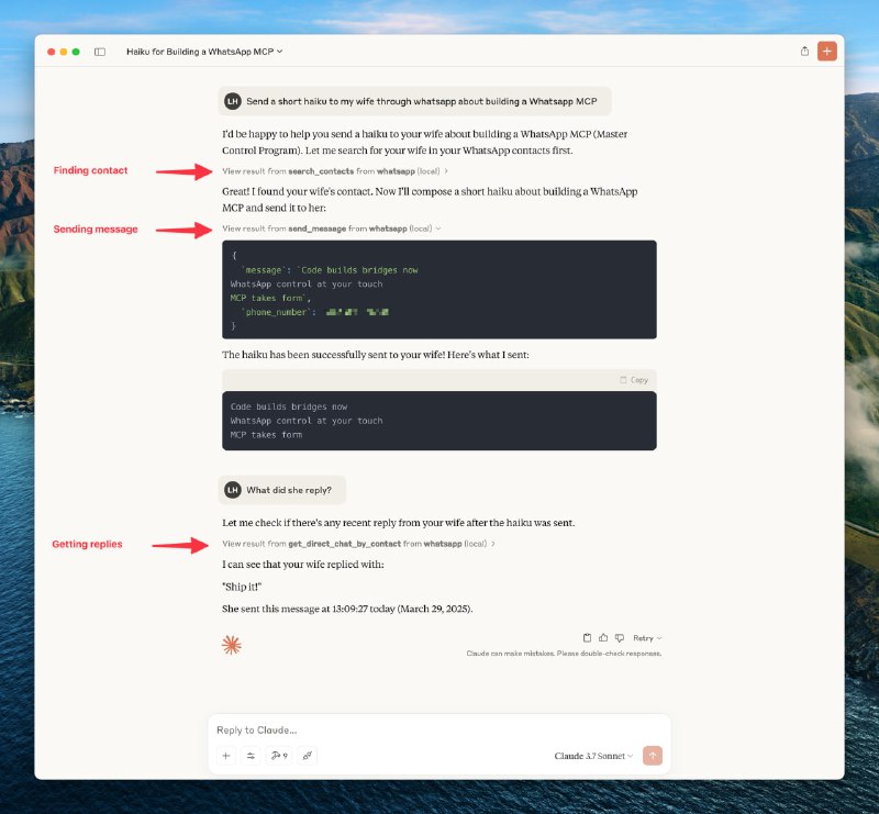 WhatsApp MCP：为WhatsApp打造的Model Context Protocol服务器，让你的WhatsApp消息搜索和交互更加智能高效