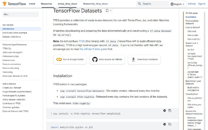 TensorFlow 数据集 (TFDS)：一组随时可用的数据集