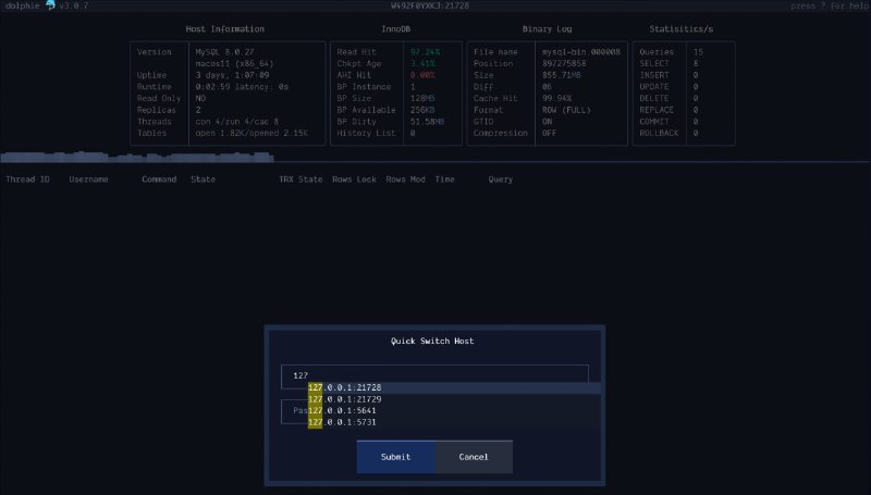 直观且功能丰富的终端工具，用于实时监控MySQL