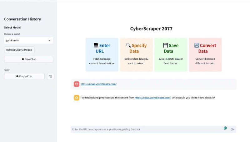 由LLM驱动的强大网络爬虫工具，可高效精准地提取网络数据CyberScraper 2077 | #工具