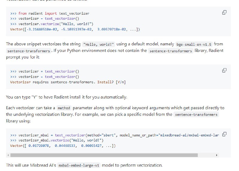 Radient：开发者友好的轻量库，能将多种数据类型(不仅仅是文本)转换为向量，用于相似性搜索