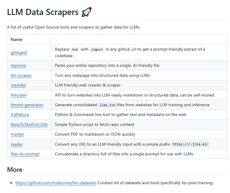 LLM Data Scrapers：为LLM训练和推理提供开源数据抓取工具的清单