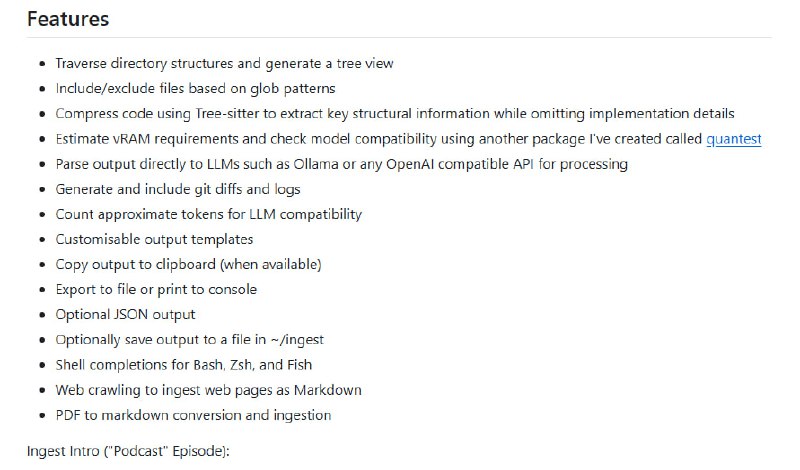 一款强大的文件解析工具，专为AI和LLMs设计，能将代码库和网页内容转化为适合AI处理的格式