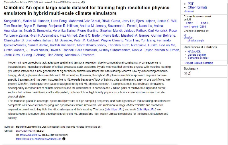 ClimSim是一个大规模的气候模拟数据集，旨在训练混合多尺度气候模拟器中的高分辨率物理仿真器，以提高气候预测的精度和效率