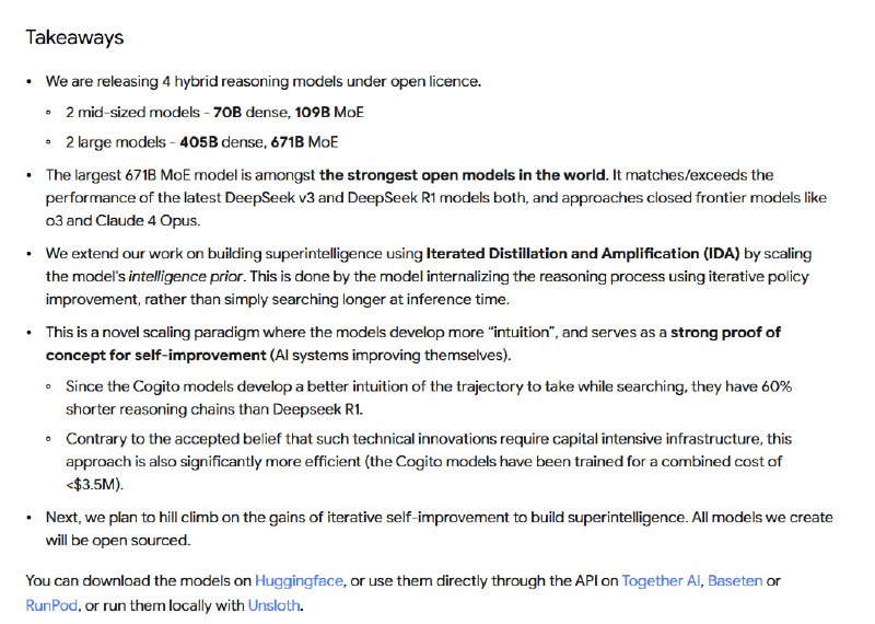 Cogito v2 发布：四款混合推理大模型（70B、109B MoE、405B、671B MoE）开放授权，代表全球顶尖水平