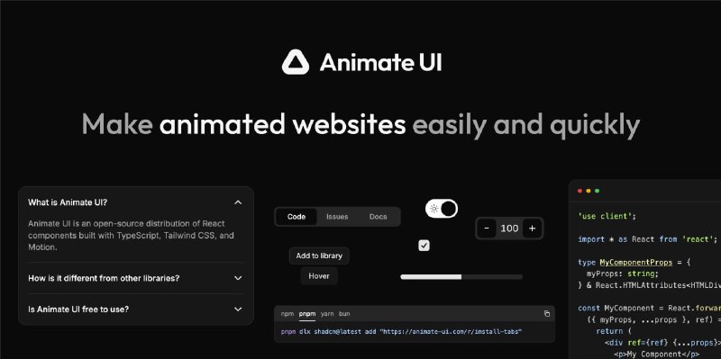 animate-ui：一个充满活力的开源组件库，为React项目带来流畅动画体验