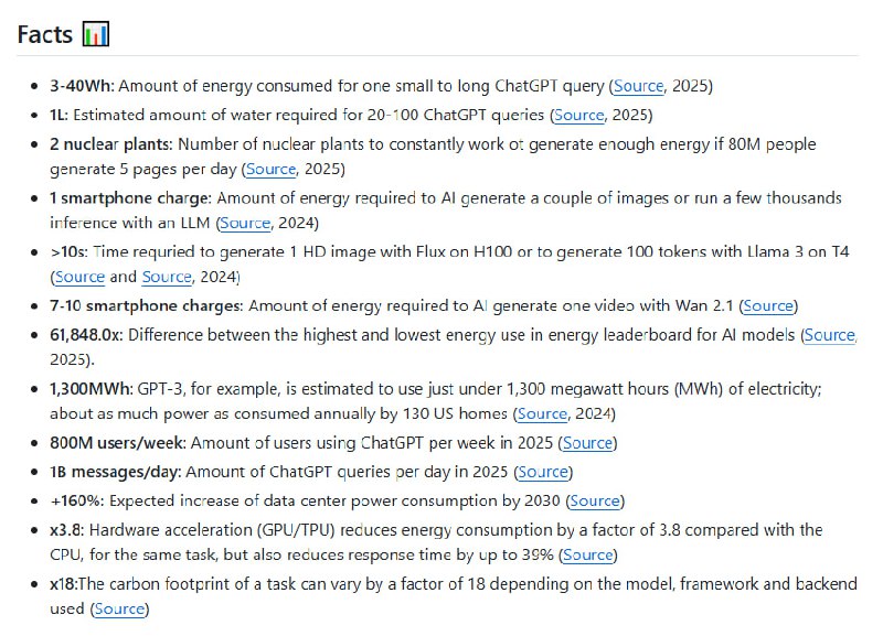 Awesome AI Efficiency：AI效率全景指南，助力打造更快、更小、更环保的智能系统🌿• 涵盖量化、剪枝、缓存、蒸馏、分解、编译、多参数微调、推理优化等核心技术  • 结合专用硬件与训练加速，提升模型执行速度，降低能耗与成本  • 深度解读AI能耗现状：单次查询能耗高达3-40Wh，1亿用户每天发起10亿次请求，背后环境代价惊人  • 多维度工具集成：Pruna、TensorRT、ONNX、Code Carbon等，助力模型压缩与绿色计算  • 丰富资源库：论文、报告、文章、博客、书籍、课程全覆盖，追踪行业最新进展与最佳实践Awesome AI Efficiency：AI效率全景指南，助力打造更快、更小、更环保的智能系统🌿• 涵盖量化、剪枝、缓存、蒸馏、分解、编译、多参数微调、推理优化等核心技术  • 结合专用硬件与训练加速，提升模型执行速度，降低能耗与成本  • 深度解读AI能耗现状：单次查询能耗高达3-40Wh，1亿用户每天发起10亿次请求，背后环境代价惊人  • 多维度工具集成：Pruna、TensorRT、ONNX、Code Carbon等，助力模型压缩与绿色计算  • 丰富资源库：论文、报告、文章、博客、书籍、课程全覆盖，追踪行业最新进展与最佳实践