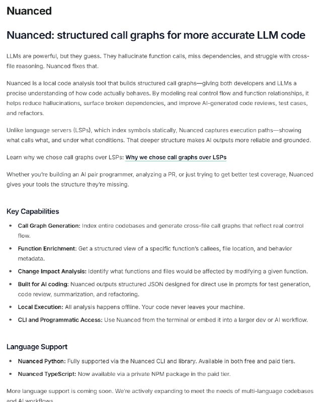 nuanced：通过静态分析生成丰富的 Python 函数调用图，赋能智能代理和代码助手，提升对代码行为的深度理解