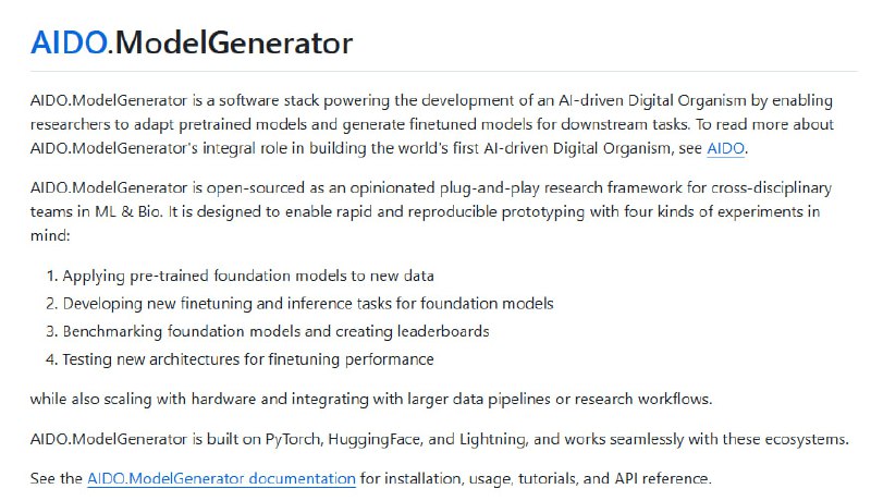 AIDO.ModelGenerator：跨学科AI生物模型开发利器，助力数字生物体构建与模型微调