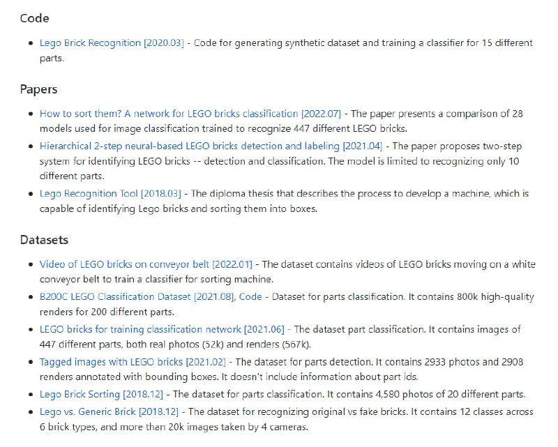 专用于乐高积木的机器学习应用程序的精选资源列表 | GitHub专用于乐高积木的机器学习应用程序的精选资源列表 | GitHub