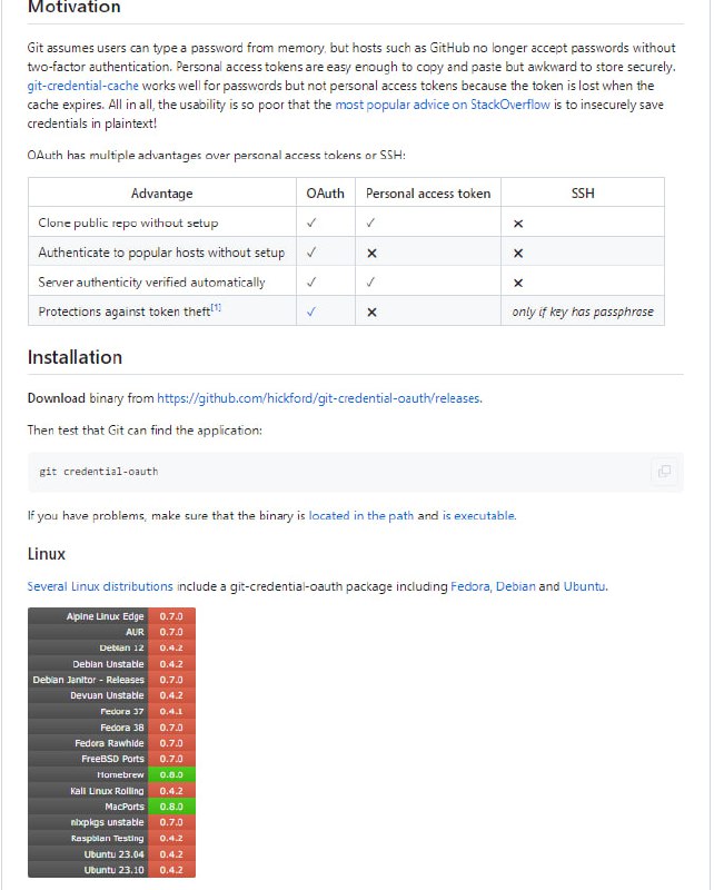 一个 Git 凭证助手，使用 OAuth 安全地向 GitHub、GitLab 和 BitBucket 进行身份验证