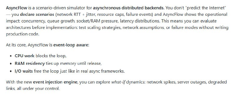 AsyncFlow：专为异步分布式系统设计的场景驱动模拟器，帮助团队在代码实现前精准评估架构表现，避免盲目猜测和资源浪费
