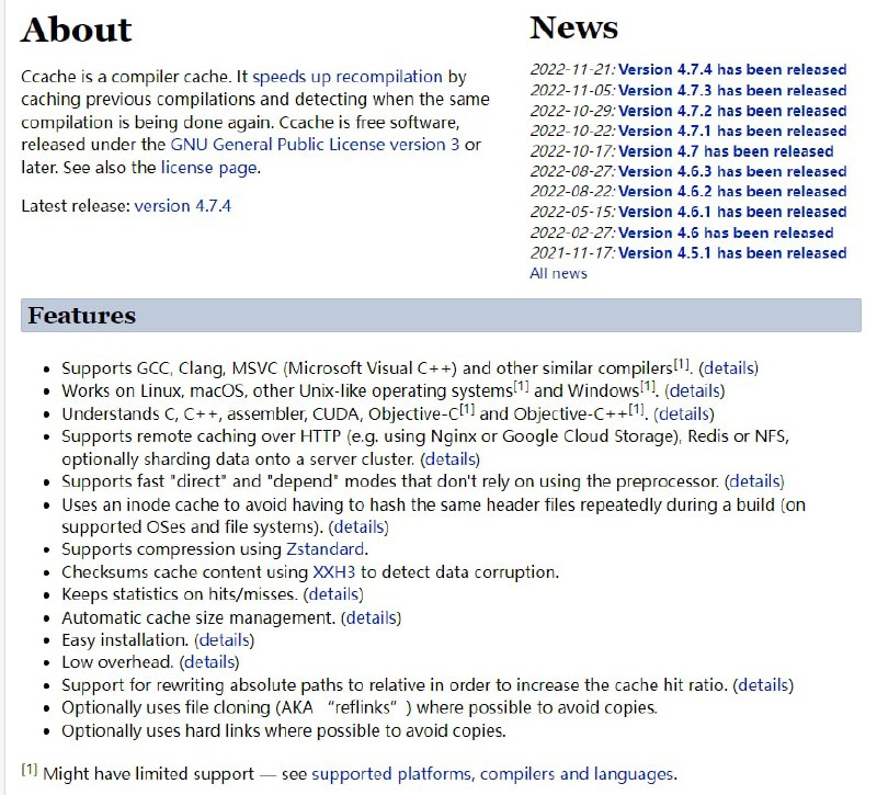 一个快速的 C/C++ 编译器缓存 | ccache