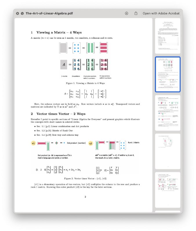 开源技术教程：《线性代数的艺术》，主要针对 MIT 教授 Gilbert Strang 的《Linear Algebra for Everyone》教程提供了图形注释，让知识更易于吸收理解
