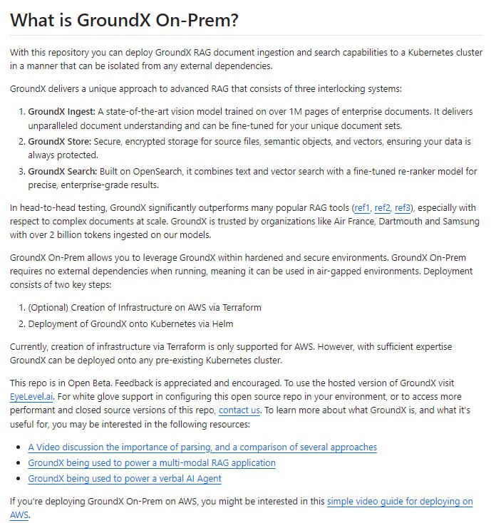 GroundX On-Prem：企业级文档处理和搜索解决方案，提供先进的视觉模型和安全存储，支持复杂文档的理解和精准搜索，无需外部依赖即可在隔离环境中运行GroundX On-Prem：企业级文档处理和搜索解决方案，提供先进的视觉模型和安全存储，支持复杂文档的理解和精准搜索，无需外部依赖即可在隔离环境中运行