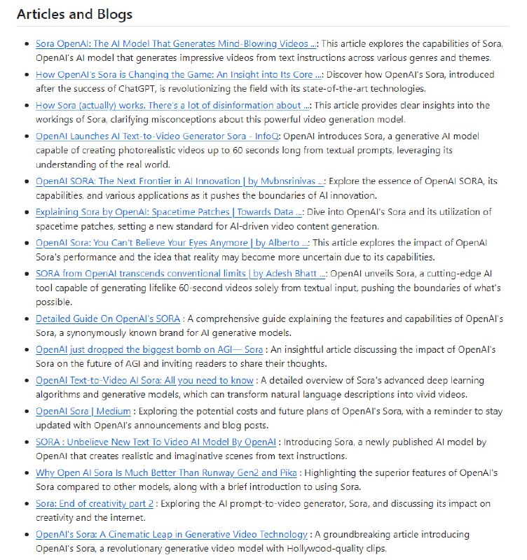 OpenAI Sora相关资源列表 | Awesome Open AI SoraOpenAI Sora相关资源列表 | Awesome Open AI Sora