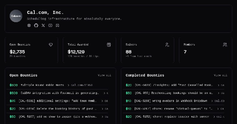 顶尖1%开源工程师招聘平台Algora，重塑技术招聘流程：• 集成Web应用 + GitHub App + 支付处理，覆盖职位发布、合同管理、赏金激励及合规支付  • 自动展示开发者顶尖OSS贡献，招聘方可基于开源表现自动筛选和排名候选人  • 支持全职与合同制岗位匹配，结合技术栈、预算、地理位置实现智能匹配  • 赏金机制助力OSS社区与闭源团队激励贡献者，合同管理实现基于成果的支付  • 支持面试环节通过赏金任务验证候选人真实能力，贡献优先入职提升团队效率  • 未来支持多平台集成（GitLab、Linear等）、多支付方式（支付宝、Wise、加密货币）和多端客户端（移动、桌面、CLI）  • 开源自托管，灵活满足不同团队需求，技术栈基于Elixir/Phoenix，易上手且高性能顶尖1%开源工程师招聘平台Algora，重塑技术招聘流程：• 集成Web应用 + GitHub App + 支付处理，覆盖职位发布、合同管理、赏金激励及合规支付  • 自动展示开发者顶尖OSS贡献，招聘方可基于开源表现自动筛选和排名候选人  • 支持全职与合同制岗位匹配，结合技术栈、预算、地理位置实现智能匹配  • 赏金机制助力OSS社区与闭源团队激励贡献者，合同管理实现基于成果的支付  • 支持面试环节通过赏金任务验证候选人真实能力，贡献优先入职提升团队效率  • 未来支持多平台集成（GitLab、Linear等）、多支付方式（支付宝、Wise、加密货币）和多端客户端（移动、桌面、CLI）  • 开源自托管，灵活满足不同团队需求，技术栈基于Elixir/Phoenix，易上手且高性能