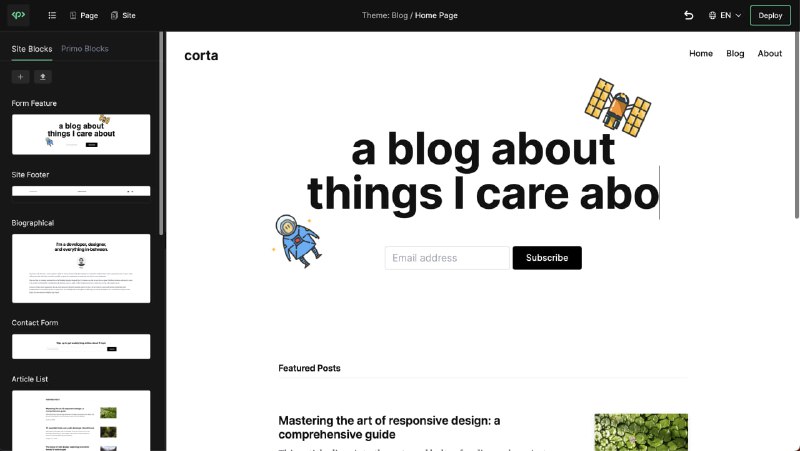 Primo：可视化CMS，内置代码编辑器、Svelte块和静态站点生成器