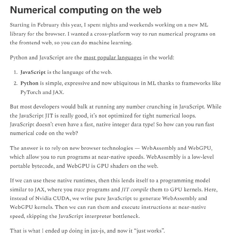 开发者 Eric Zhang 近期发布了 jax-js，这是一个为 Web 平台量身定制的纯 JavaScript 机器学习框架