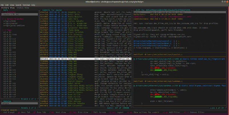 GRV是一个基于终端的界面，用于查看Git存储库