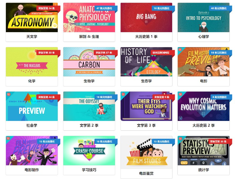 国外高质量视频课程：Crash Course，中文字幕