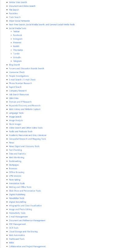 精选的开源情报工具和资源列表