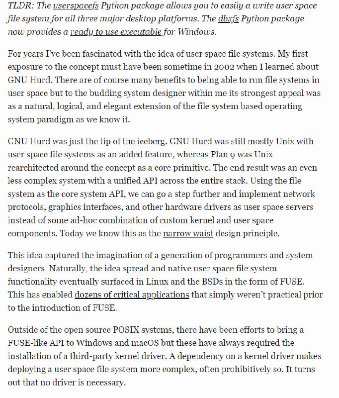 适用于 Windows、macOS 和 Linux 的无驱动用户空间文件系统