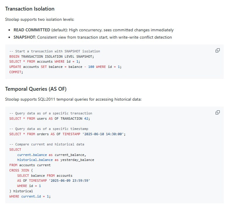 Stoolap：一款高性能、零依赖的纯Go语言SQL数据库，支持事务处理和数据分析
