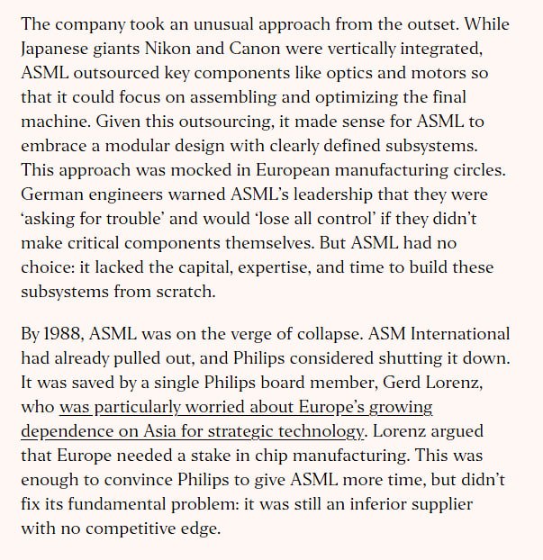 ASML 凭什么垄断光刻？真正的护城河从不是单一技术 | blog提要：ASML通过长达数十年的技术豪赌，成为了全球先进制程芯片的唯一守门人