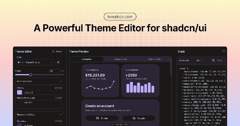 一款强大的可视化无代码编辑器，专为Shadcn/ui组件和Tailwind CSS设计