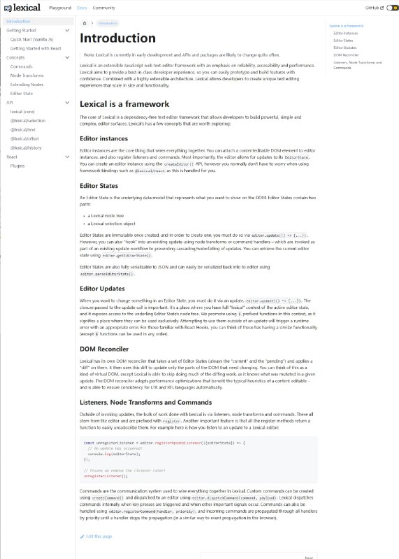 Lexical：可扩展的JavaScript web文本编辑器框架，强调可靠性、可访问性和性能Lexical：可扩展的JavaScript web文本编辑器框架，强调可靠性、可访问性和性能