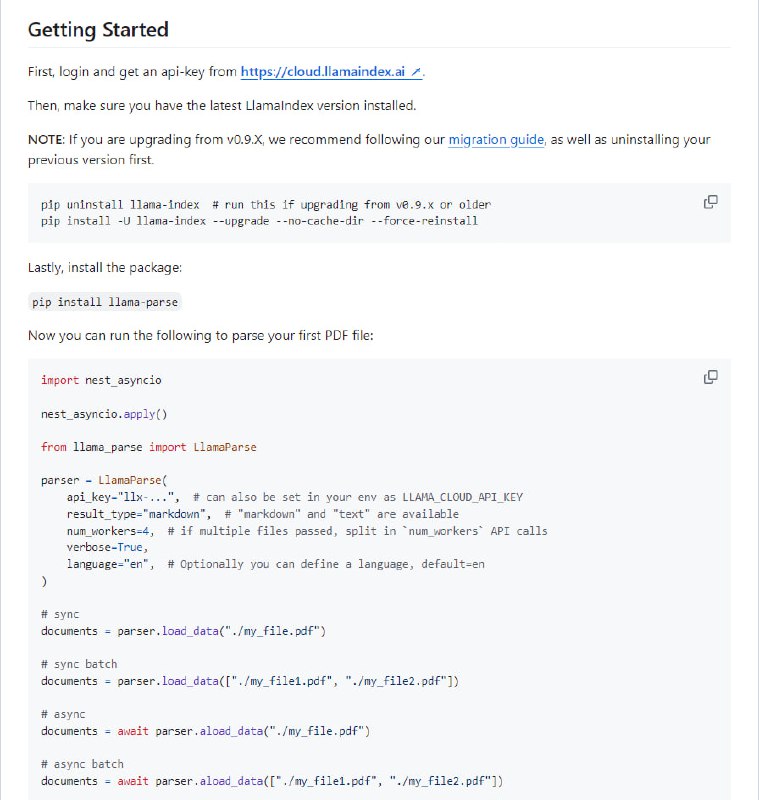 LlamaParse：为LlamaIndex框架高效解析和表示文件的API，适用于快速检索和上下文增强，支持PDF等多种格式文件 | #api