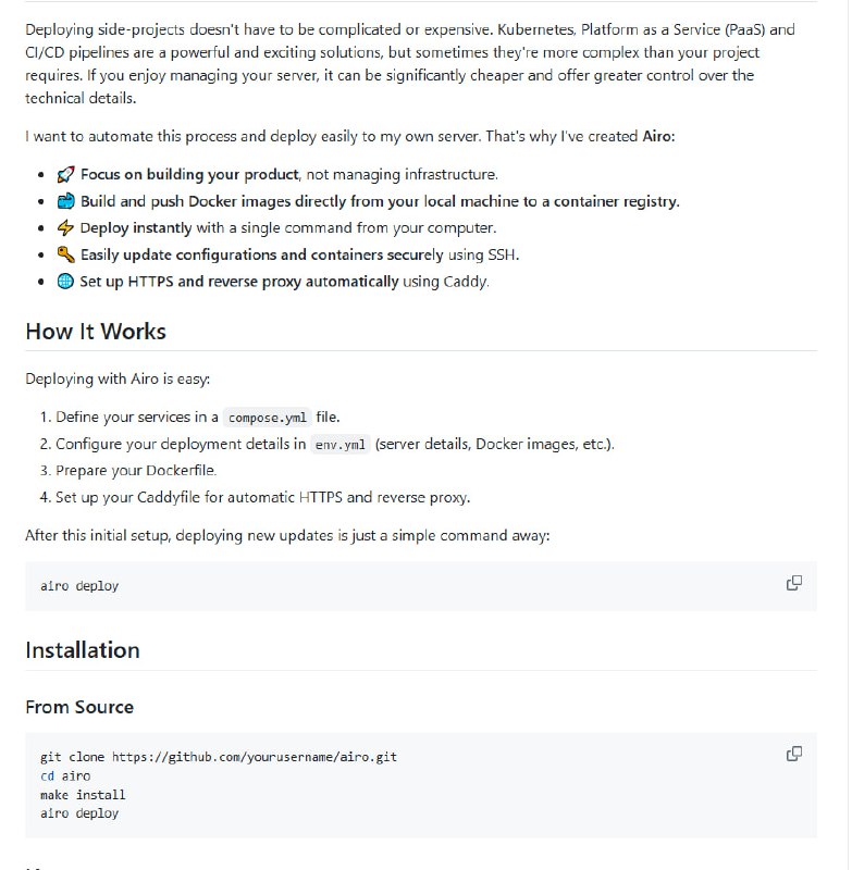 从本地到生产环境的自托管项目部署工具