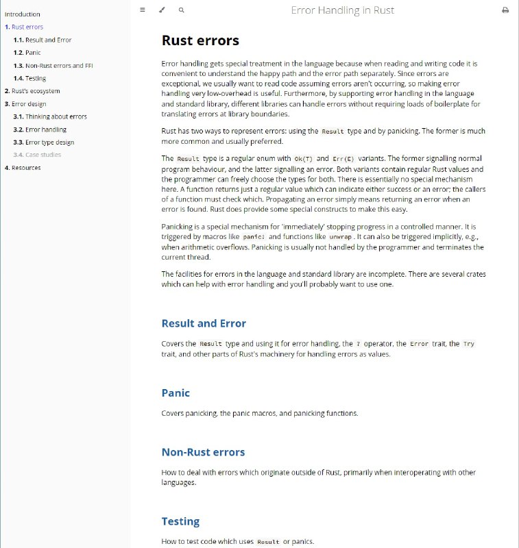 Rust错误处理指南前半部分介绍了Rust的语言特性和用于错误处理的库