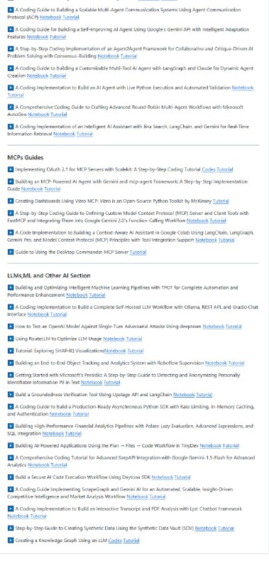 AI项目实战代码库，覆盖从Agentic AI、多智能体协作，到机器学习管道与大模型应用的全流程实现：• 详尽Agent构建教程：基于Biopython的生物信息AI Agent、Microsoft Agent-Lightning轻量级开发、LangGraph多轮对话研究Agent、Gemini驱动的分层推理与任务规划Agent等，涵盖短期记忆与向量长时记忆融合技术