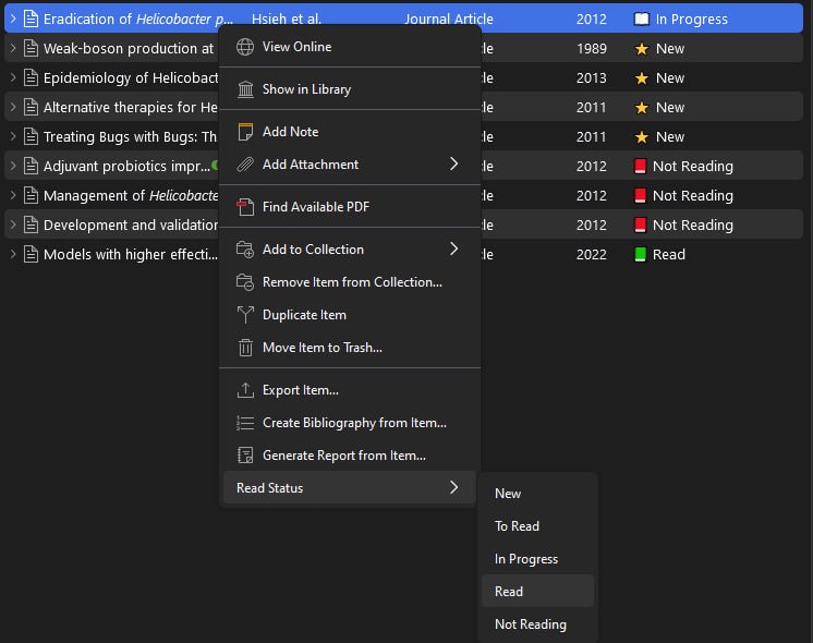 Zotero阅读列表插件：帮助用户在Zotero文献管理工具中追踪文献阅读状态，支持设置多种阅读状态，提高文献管理效率Zotero Reading List | #插件Zotero阅读列表插件：帮助用户在Zotero文献管理工具中追踪文献阅读状态，支持设置多种阅读状态，提高文献管理效率Zotero Reading List | #插件