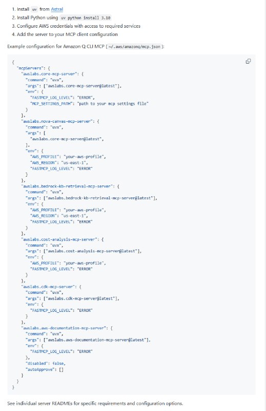 AWS MCP Servers：将AWS最佳实践直接融入开发工作流的专用MCP服务器套件