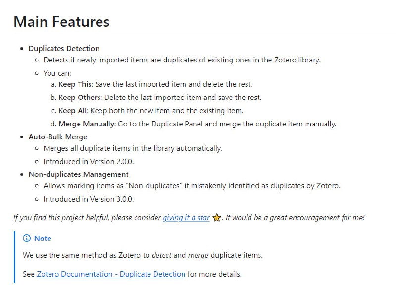 Zotero中的重复条目检测与管理插件，专注于检测和管理Zotero库中的重复项目，提供多种处理选项和自动化批量合并功能Zoplicate | #插件